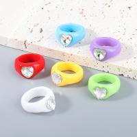 Resin Finger Ring, with acrylic rhinestone, Heart, fashion jewelry & for woman, more colors for choice, Sold By PC