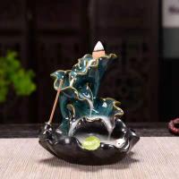 Backflow Incense Burner, Porcelain, plated, for home and office & durable, 108x110x109mm, Sold By PC