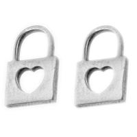 Stainless Steel Pendants Lock with heart pattern original color Sold By PC