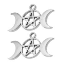 Stainless Steel Pendants, Moon and Star, original color, 12x21x1mm, Sold By PC