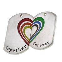 Stainless Steel Couple Pendants, enamel, mixed colors, 36x22x2mm, Sold By Set
