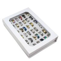 Stainless Steel Finger Ring, Unisex, mixed colors, 18-22#, 36PCs/Box, Sold By Box