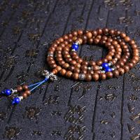 108 Mala Beads Padauk with Blue Ore Round Unisex Sold By Strand