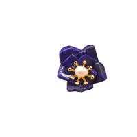 Lapis Lazuli Stud Earring with 925 Sterling Silver & Freshwater Pearl & Brass Flower gold color plated for woman lapis lazuli 23mm Sold By Pair