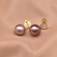 Freshwater Pearl Earrings with 925 Sterling Silver gold color plated for woman 22mm Sold By Pair