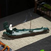 Backflow Incense Burner, Porcelain, plated, for home and office & durable, 260x65x90mm, Sold By PC