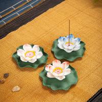 Porcelain Incense Seat, Lotus, plated, for home and office & durable & different styles for choice, more colors for choice, Sold By PC