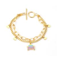 Stainless Steel Jewelry Bracelet Car gold color plated for woman Length 7.09 Inch Sold By PC