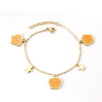 Bijoux bracelet en acier inoxydable, avec 1.18inch chaînes de rallonge, Gâteau, Placage de couleur d'or, pour femme, Longueur:6.69 pouce, Vendu par PC