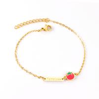 Bijoux bracelet en acier inoxydable, avec 1.18inch chaînes de rallonge, Tomate, Placage de couleur d'or, pour femme, Longueur:7.08 pouce, Vendu par PC