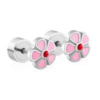 Stainless Steel Stud Earrings Flower for woman & enamel Sold By Pair