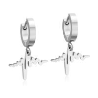 Huggie Hoop Drop Earring, Stainless Steel, Electrocardiographic, plated, for woman, more colors for choice, 10.50x13.50mm, Sold By Pair