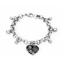 Stainless Steel Jewelry Bracelet Heart with flower pattern & radiation protection & for woman Length 7.87 Inch Sold By PC