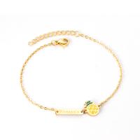 Stainless Steel Jewelry Bracelet, with 1.18inch extender chain, Pineapple, gold color plated, for woman, Length:7.09 Inch, Sold By PC