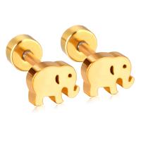 Stainless Steel Stud Earrings, Elephant, plated, for woman, more colors for choice, Sold By Pair