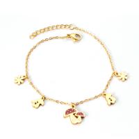 Bijoux bracelet en acier inoxydable, avec 1.18inch chaînes de rallonge, champignon, Placage de couleur d'or, pour femme, Longueur:6.69 pouce, Vendu par PC