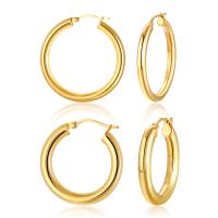 Mens Stainless Steel Hoop Earring, guldfarve belagt, forskellig størrelse for valg & for kvinde, Solgt af par