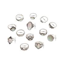 Tibetan Style Ring Set, with Acrylic, plated, 13 pieces & fashion jewelry & for woman, Sold By Set