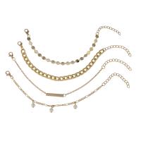 Zinc Alloy Bracelet with ABS Plastic Pearl with 1.98 extender chain plated 4 pieces & fashion jewelry & for woman Length 7.3 Inch Sold By Set