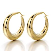 Mens Stainless Steel Hoop Earring, forgyldt, mode smykker & forskellig størrelse for valg & for kvinde, flere farver til valg, Solgt af par