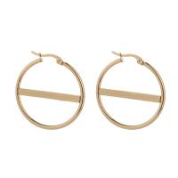 Stainless Steel Hoop Earring plated fashion jewelry & for woman & with rhinestone golden Sold By Pair