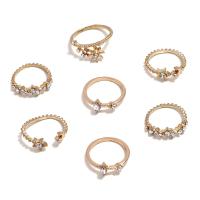 Tibetan Style Ring Set, plated, 7 pieces & fashion jewelry & for woman & with rhinestone, Sold By Set