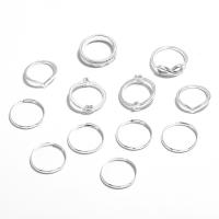 Sinc Alloy Ring Set, plátáilte, 12 phíosa & jewelry faisin & do bhean, Díolta De réir Socraigh