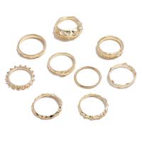 Ensemble d’anneau en alliage de zinc, Placage, neuf pièces & bijoux de mode & pour femme, Vendu par fixé