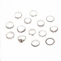 Cink Alloy Ring Set, Cink ötvözet, galvanizált, 14 darab & divat ékszerek & Tai Ji & egynemű & zománc, Által értékesített Set