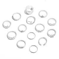 Juego de anillos de aleación de zinc, chapado, 14 piezas & Joyería & para mujer, Vendido por Set