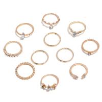 Tibetan Style Ring Set, plated, 11 pieces & fashion jewelry & for woman & with cubic zirconia, Sold By Set