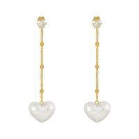 Pendientes de Aleación de Zinc, con Perlas de plástico ABS, Corazón, chapado, Joyería & para mujer, Vendido por Par