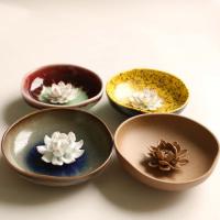 White Porcelain Incense Seat, Lotus, plated, for home and office & durable, more colors for choice, 130mm, Sold By PC