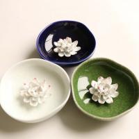 Porcelaine blanche Siège encens, Lotus, Placage, pour la maison et le bureau & durable, plus de couleurs à choisir, 130mm, Vendu par PC