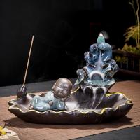 Backflow Incense Burner, Porcelain, plated, for home and office & durable & different styles for choice, more colors for choice, 123x215mm, Sold By Box