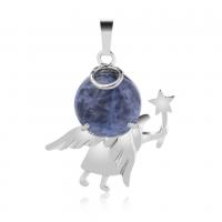 Gemstone Pendants Jewelry Zinc Alloy with Gemstone Angel platinum color plated & for woman nickel lead & cadmium free Sold By PC