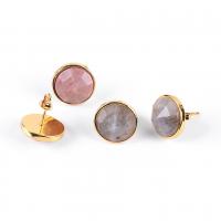 Natural Gemstone Earrings Zinc Alloy with Gemstone gold color plated & for woman nickel lead & cadmium free Sold By Pair
