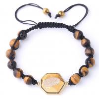 Gemstone Bracelets with zinc alloy bead gold color plated & for woman 8mm Length 8.07 Inch Sold By PC