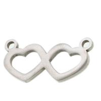 Stainless Steel Connector, Heart, original color, 12x26x1mm, Sold By PC
