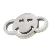 Stainless Steel Connector, Smiling Face, original color, 12x21x2mm, Sold By PC