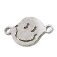 Stainless Steel Connector, facial expression series, original color, 13x9x2mm, Sold By PC