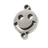 Stainless Steel Connector, Smiling Face, original color, 12x20x1mm, Sold By PC