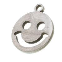 Stainless Steel Pendants, Smiling Face, original color, 29x28x1mm, Sold By PC