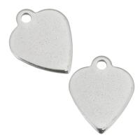 Stainless Steel Heart Pendants, DIY, original color, 12x15x1mm, Hole:Approx 1.5mm, Sold By PC