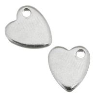 Stainless Steel Heart Pendants, DIY, original color, 9x10x1.5mm, Hole:Approx 1.5mm, Sold By PC