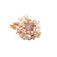 Alligator Hair Clip, Freshwater Pearl, with Brass, 18K gold plated, for woman, 40mm, Sold By PC