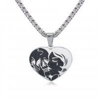 Stainless Steel Jewelry Necklace, Heart, Unisex, 25x30mm, Length:23.62 Inch, Sold By PC