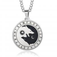 Stainless Steel Jewelry Necklace, Round, Unisex, 30x40mm, Length:23.62 Inch, Sold By PC