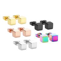 Stainless Steel Stud Earrings, plated, for woman, more colors for choice, 6mm, Sold By Pair