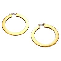Stainless Steel Hoop Earring, gold color plated, for woman, 58x7mm, Sold By Pair